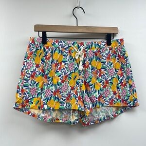 J. Crew Floral Mid-Rise Elastic Waist Pajama Shorts Tropical Loungewear Small